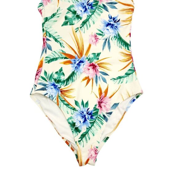 Tropical Floral One-Piece Swimsuit  Adjustable Straps By Shade  Shore Size S - Picture 7 of 10